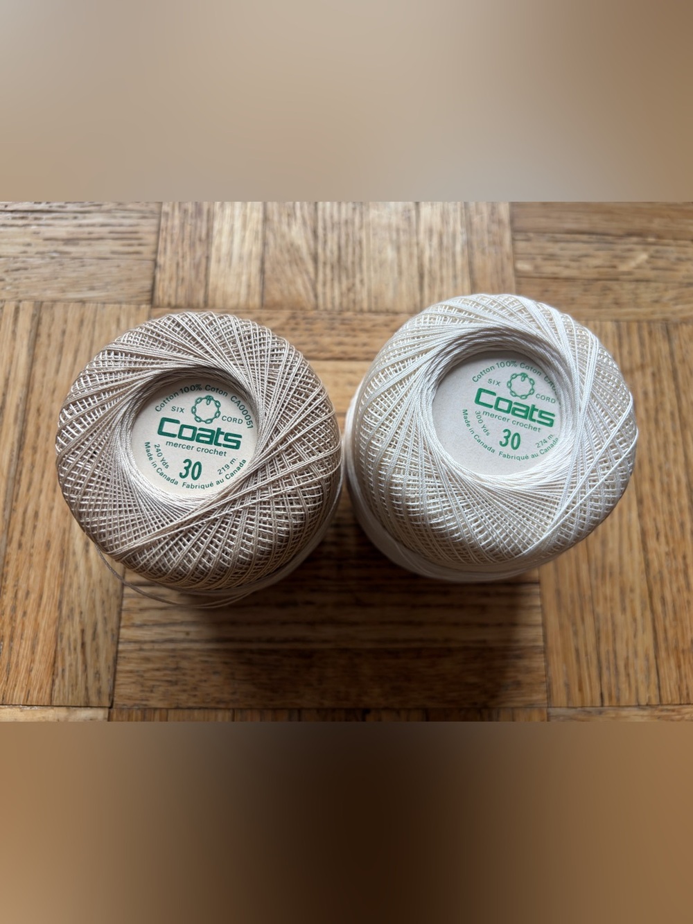 Vintage COATS Six Cord Mercer Crochet 100% Cotton Thread Size 30 - 2 Quantity